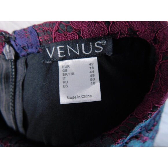 SALE Venus Women's Striped Lace Dress With 3/4 Sleeves Multicolor Size 10 - Picture 8 of 11